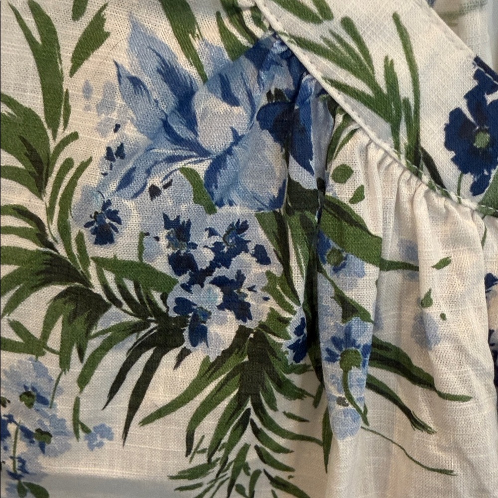 Veronica Beard Blue and Green Floral Ashlynn blouse, size 8, 100% cotton - Picture 4 of 4